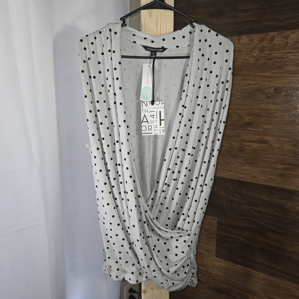 #37 41 Hawthorn‎ Gray Polka Dot Blouse Size 3X